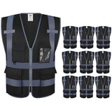 Dazonity High Visibility Safety Vest with Multi Pockets and Zipper , Fit for Men & Women, Work,Parking,Warehouse