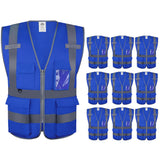 Dazonity High Visibility Safety Vest with Multi Pockets and Zipper , Fit for Men & Women, Work,Parking,Warehouse