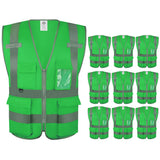 Dazonity High Visibility Safety Vest with Multi Pockets and Zipper , Fit for Men & Women, Work,Parking,Warehouse