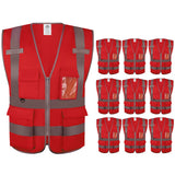 Dazonity High Visibility Safety Vest with Multi Pockets and Zipper , Fit for Men & Women, Work,Parking,Warehouse