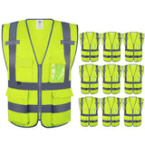 Dazonity High Visibility Safety Vest with Multi Pockets and Zipper , Fit for Men & Women, Work,Parking,Warehouse