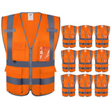 Dazonity High Visibility Safety Vest with Multi Pockets and Zipper , Fit for Men & Women, Work,Parking,Warehouse